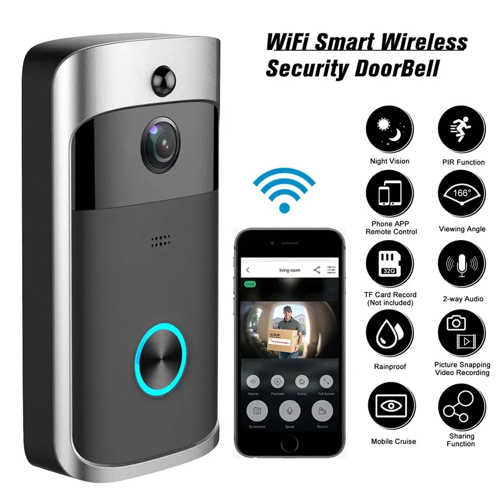 جرس باب ذكي لاسلكي بدقة 720P م - مراجعة Home Security Camera Installation وسعره