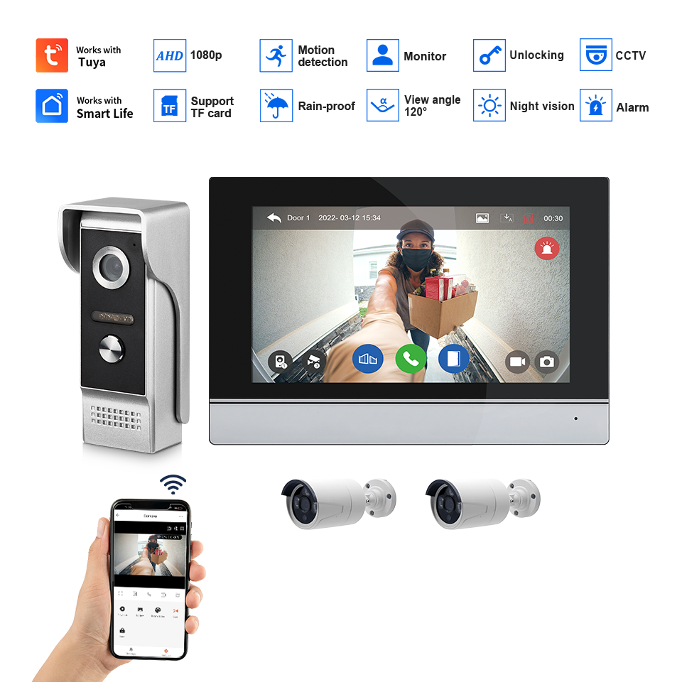 7 بوصة IPS شاشة 2MP تويا التحك - مراجعة Home Security Camera Installation وسعره